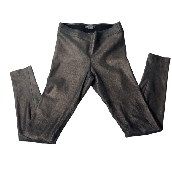 Vince Women’s Elastic Waistband Metallic Suede Ankle Leggings Green Size Small - Picture 3 of 14